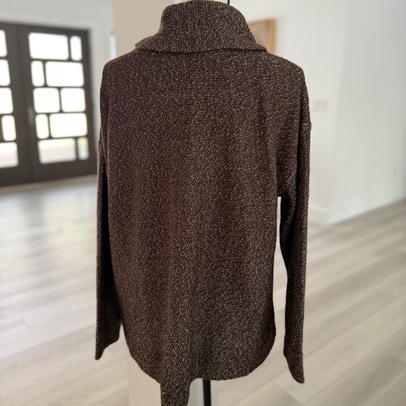 Lands' End Cowl Neck Dark Brown/White Boucle Textured Sweater Size M - Picture 4 of 8